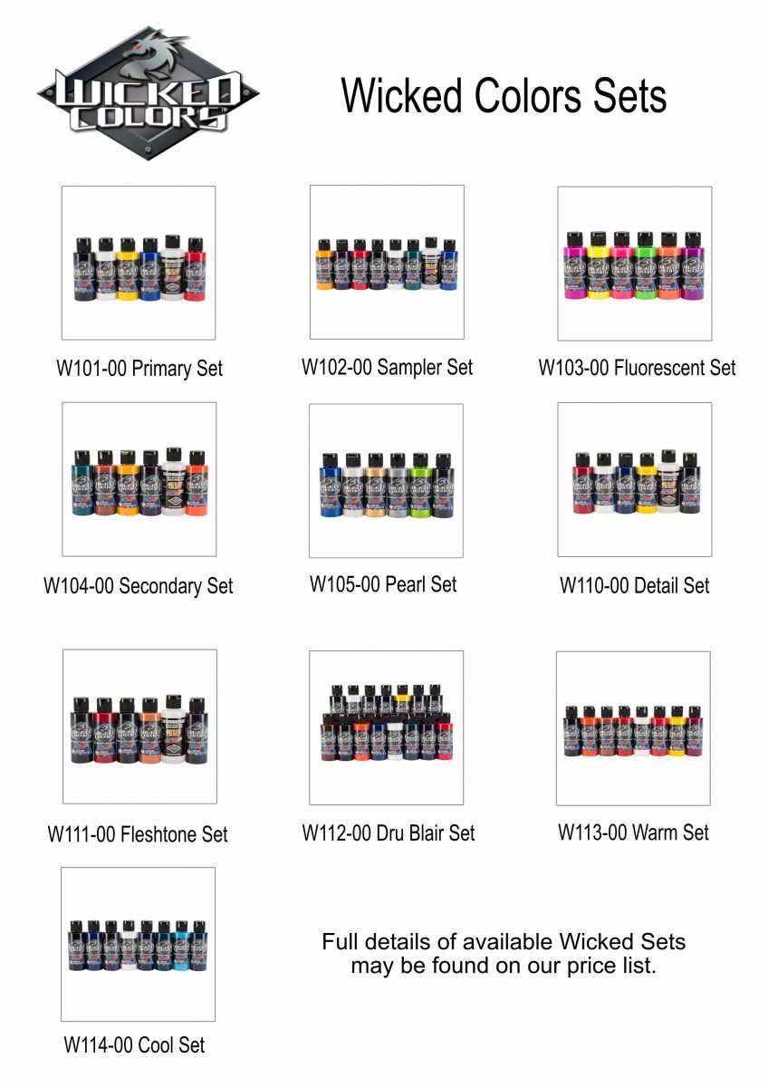 Createx Wicked Airbrush Colors Sampler Detail Set